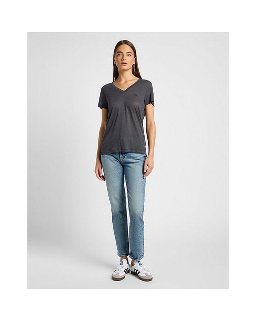 Lee Jeans Gray V Neck Regular Tee