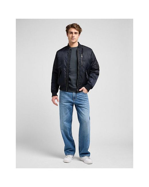 Lee Jeans Blue Relaxed Bomber Jacket for men