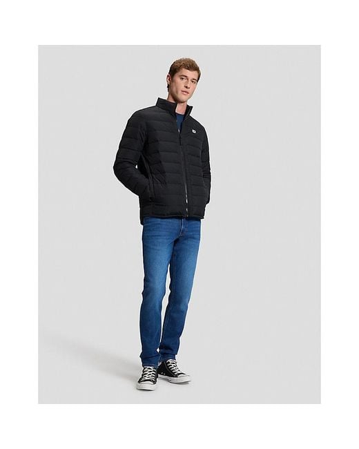Lee Jeans Black Regular Stand Collar Puffer Jacket for men