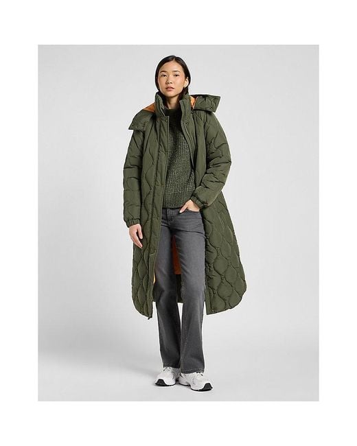 Lee Jeans Green Relaxed Long Puffer