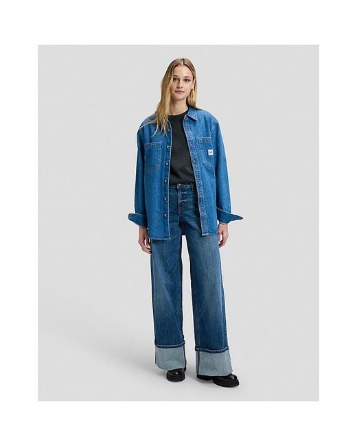 Lee Jeans Blue Hope Mid Rise Baggy Selvedge Jean Size 24X31