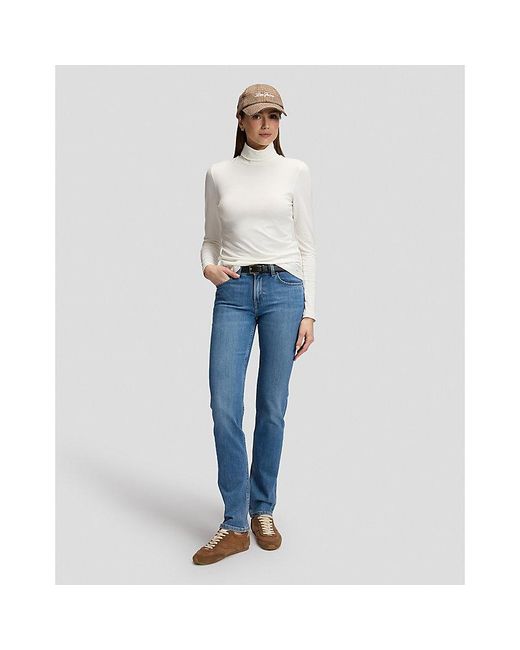 Lee Jeans White Slim Long Sve Turtleneck Top