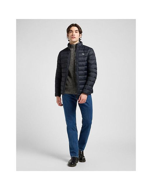 Lee Jeans Blue Regular Stand Collar Puffer Jacket for men