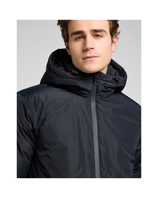 Lee Jeans Blue Regular Hooded Short Puffer Jacket for men