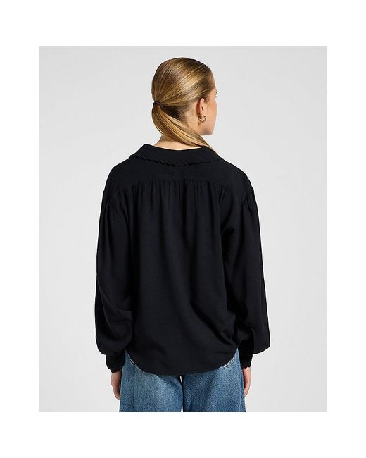 Lee Jeans Black Regular Statement Collar Shirt