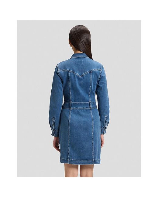 Lee Jeans Blue Slim Long Sve Fitted Dress