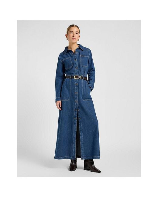Lee Jeans Blue Maxi Denim Utility Dress