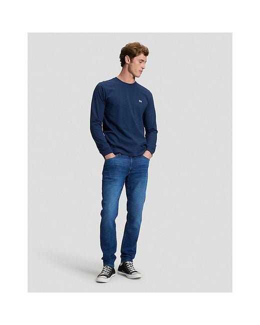 Lee Jeans Blue Regular Long Sve Patch Logo Tee for men