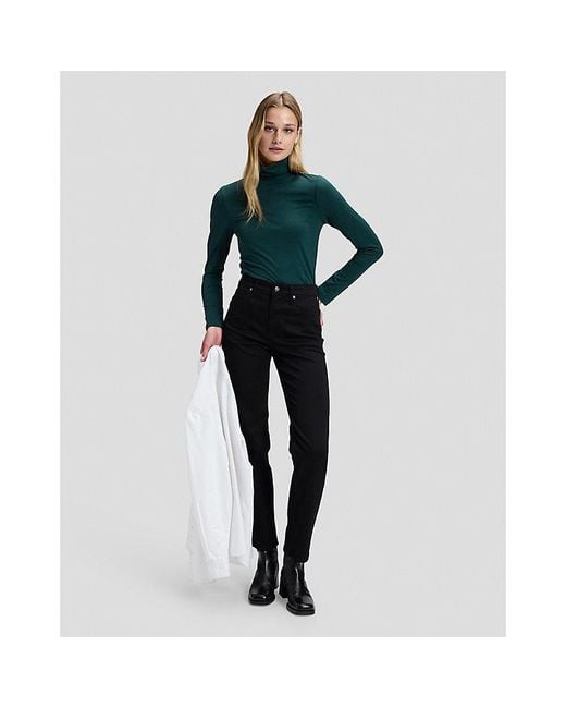 Lee Jeans Green Slim Long Sve Turtleneck Top