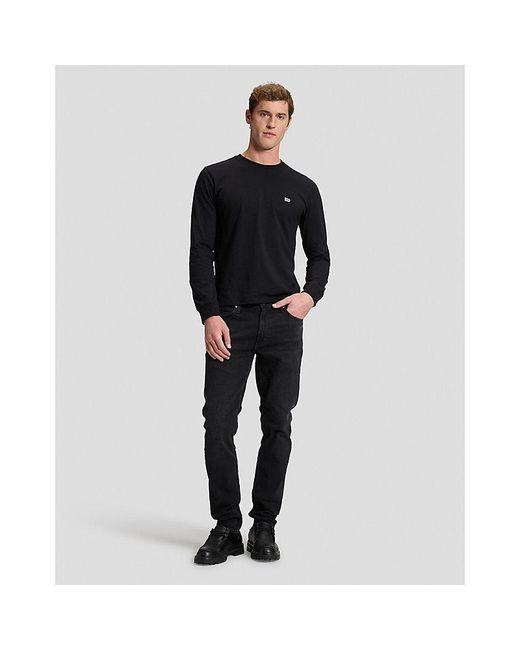 Lee Jeans Black Regular Long Sve Patch Logo Tee for men