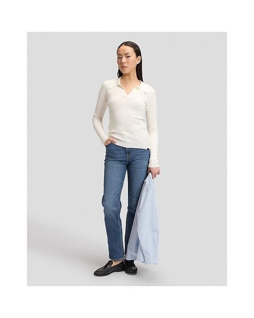 Lee Jeans White Slim Long Sve Polo