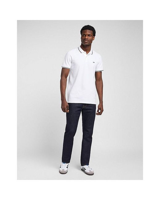 Lee Jeans White Regular Pique Polo for men