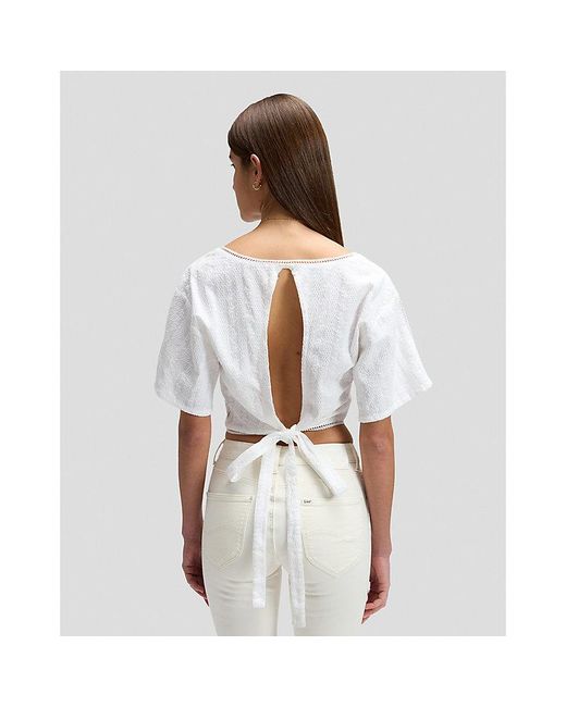 Lee Jeans White Regular Tied Back Blouse