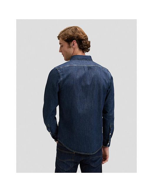 Lee Jeans Blue Regular Lightweight Button Down Shirt for men