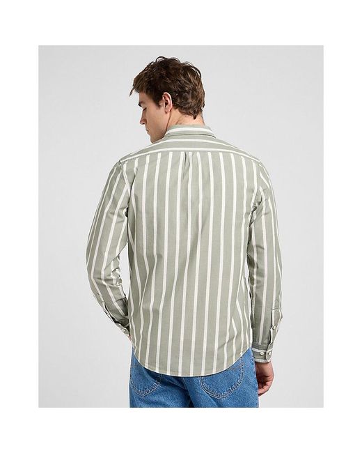 Lee Jeans Gray Regular Lightweight Button Down Shirt for men