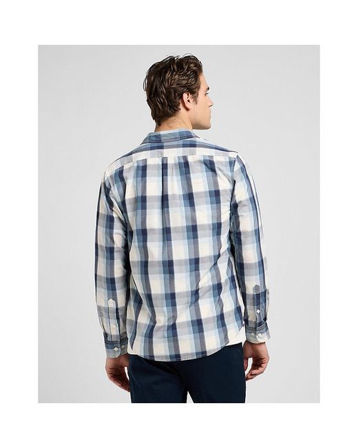 Lee Jeans Blue Regular Lightweight Button Down Shirt for men