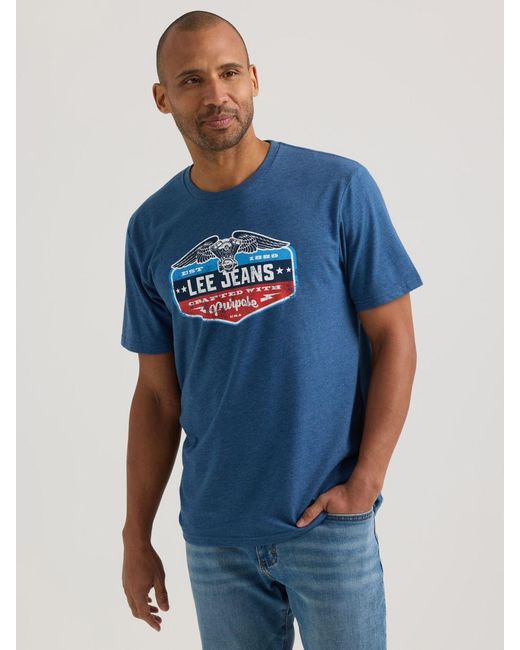 Lee Jeans Blue Mens Eagle Graphic T-shirt for men