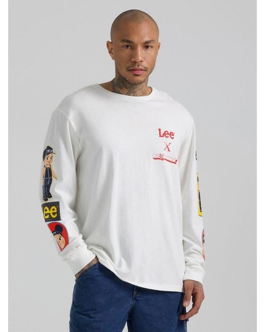 Lee Jeans Mens X Be@brick Patchwork Long Sve Relaxed Fit T-shirt in White  for Men | Lyst