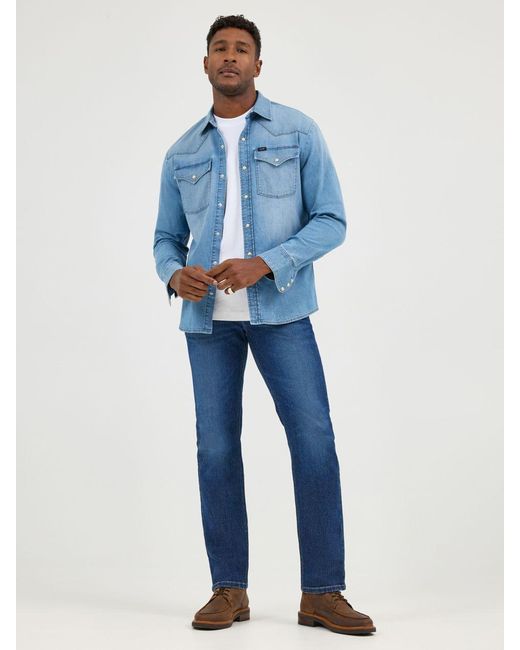Lee Jeans Blue Mens Heritage Denim Mvp Regular Straight Jeans for men