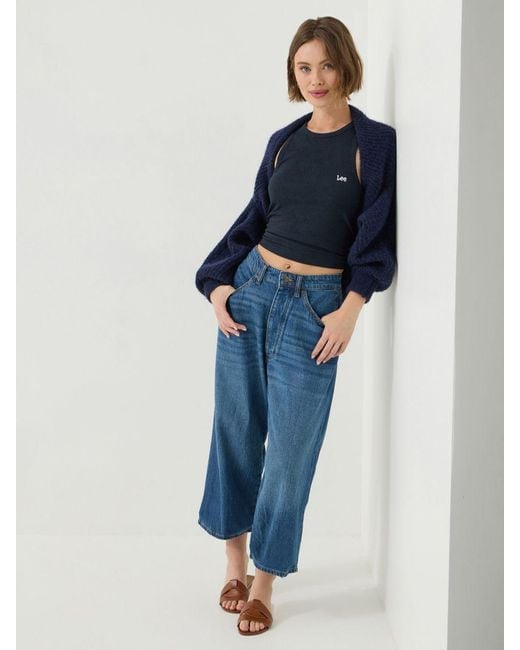 Lee Jeans Blue Womens Loose Crop Button-fly Jeans