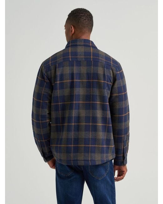 Lee Jeans Blue Mens Sherpa Lined Flannel Shirt Jacket for men