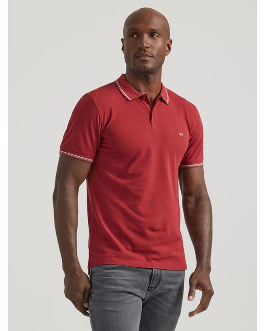 Lee Jeans Red Mens Legendary Polo Shirt for men