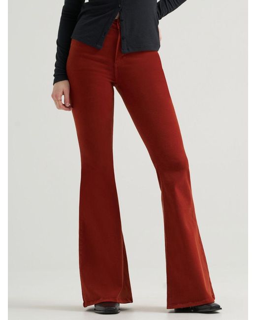 Lee Jeans Red Womens High Rise Ever Fit Flare Jeans