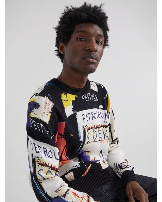 Lee Jeans White Mens X Basquiat Printed Sweater for men