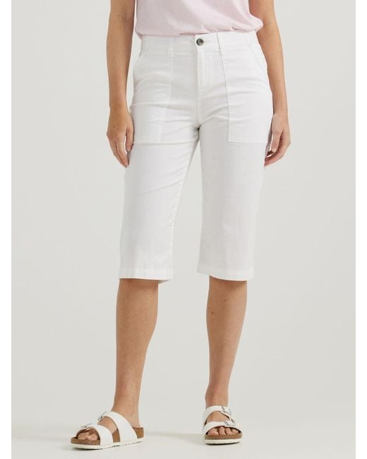 Lee Jeans White Ultra Lux Comfort Flex-to-go Relaxed Utility Skimmer
