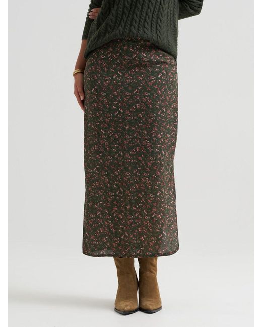 Lee Jeans Green Womens Midi Skirt With Side Slit