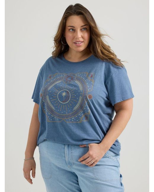Lee Jeans Blue Womens Moon Box Graphic T-shirt