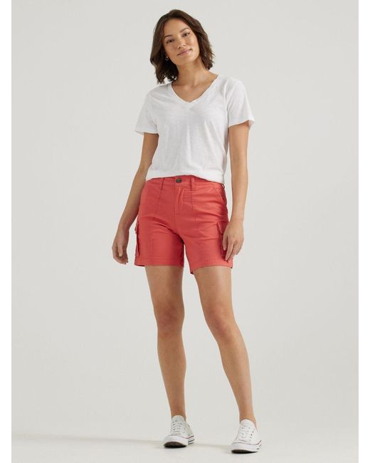 Lee Jeans Red Ultra Lux Comfort Flex-to-go Relaxed Cargo Shorts