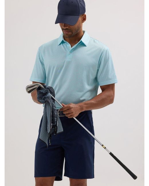 Lee Jeans Blue Mens Golf Series Plaid Polo Shirt for men