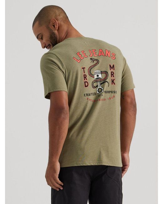 Lee Jeans Green Mens Snake Bite Graphic T-shirt for men