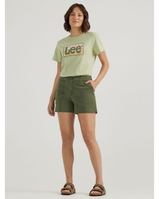 Lee Jeans Green Womens Ultra Lux Comfort High Rise Pull-on Utility Shorts