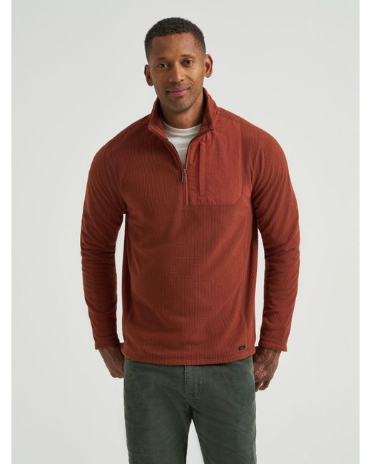 Lee Jeans Red Mens Polar Fce Quarter Zip Mock Neck Sweater for men