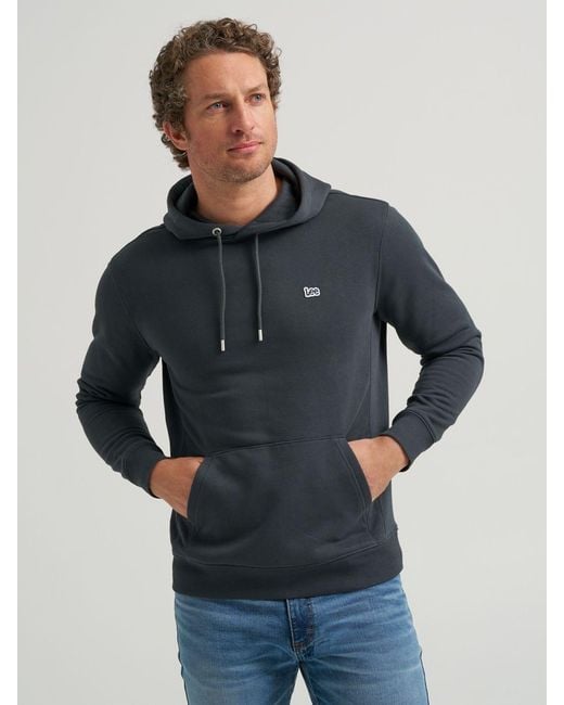 Lee Jeans Blue Mens Logo Patch Solid Hoodie for men