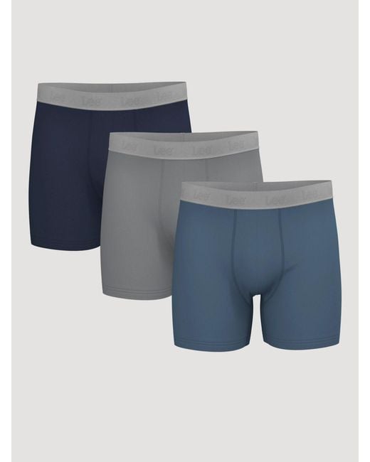 Lee Jeans Mens 3-pack Comfort Stretch Boxer Briefs --blue for men