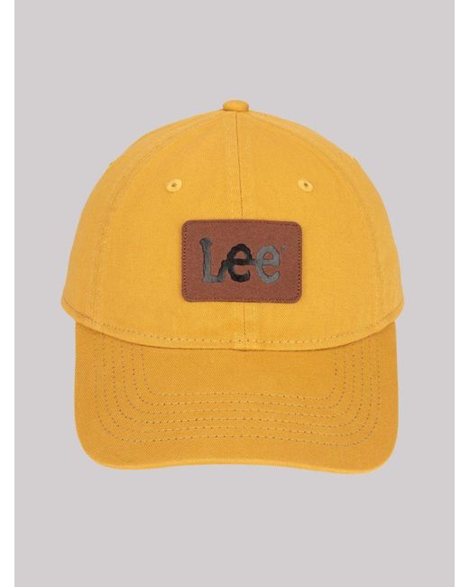 Lee Jeans Orange Faux Leather Patch Logo Hat for men