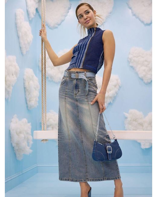 Lee Jeans Blue Womens X Angel Chen Split Back Maxi Skirt