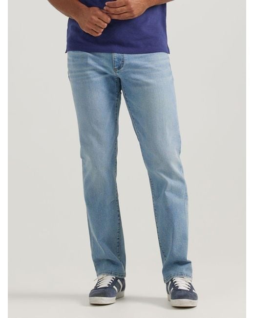 Lee Jeans Blue Mens Extreme Motion Regular Fit Straight Leg Jeans for men