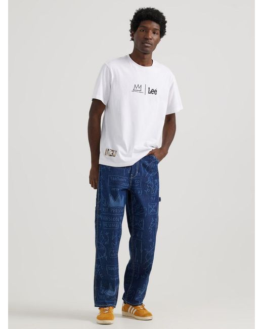 Lee Jeans Blue Mens X Basquiat Logo T-shirt for men