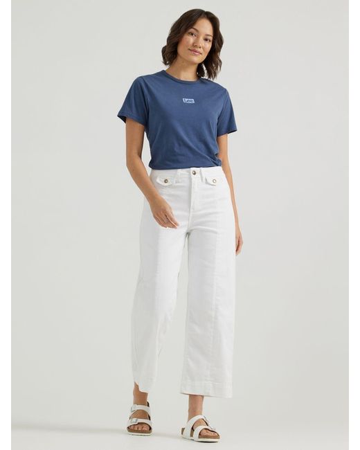 Lee Jeans White Womens Legendary Seamed Crop Jeans