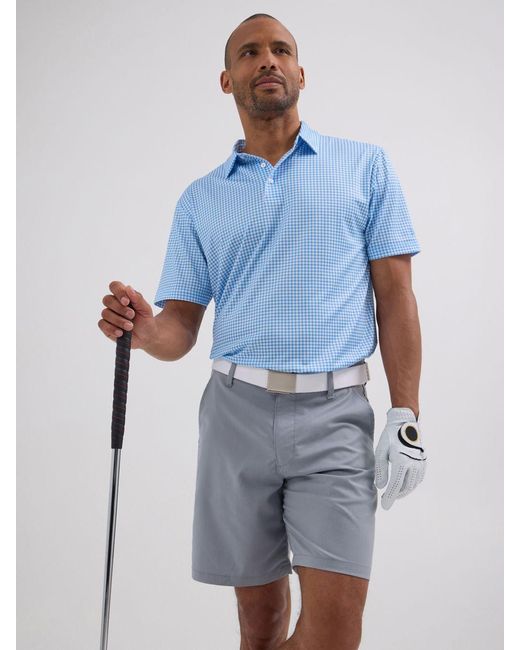 Lee Jeans Blue Mens Golf Series Plaid Polo Shirt for men