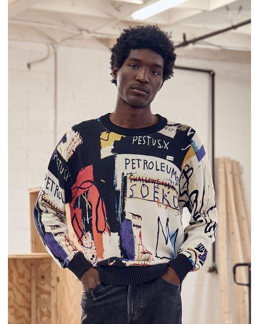 Lee Jeans White Mens X Basquiat Printed Sweater for men