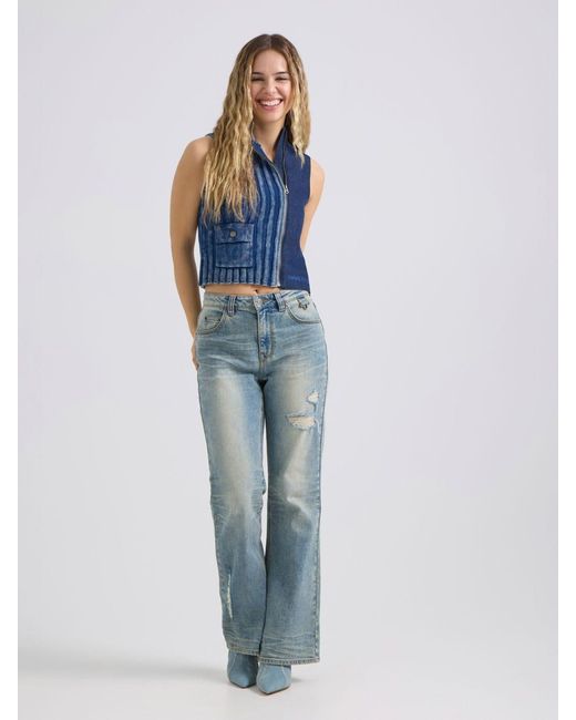 Lee Jeans Blue Womens X Angel Chen Distressed Bootcut Jeans