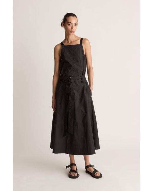 LM Poplin V Neck Dress in Black