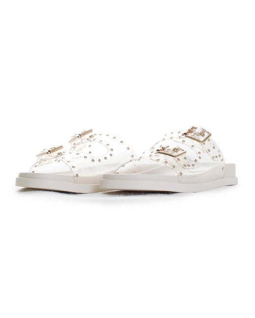 Vince Camuto Denim Pavey Slide Sandals in White - Lyst