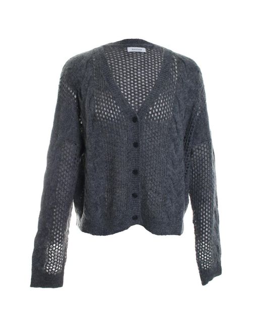 dark grey cable knit cardigan
