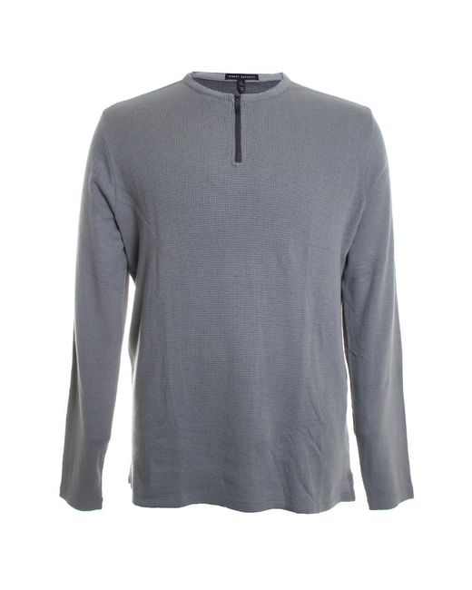 Robert Barakett Denim Canfield Long Sleeve Zip Henley Sweater in Light ...